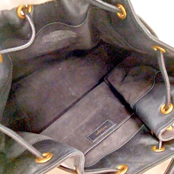 SAINT LAURENT YSL Black Leather 2way Emmanuelle Bucket Bag - Picture 8 of 13